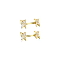 Pearl Effect Goldtone Nipple Barbells - 14 Gauge