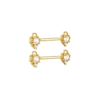 Goldtone CZ Flower Nipple Barbells - 16 Gauge