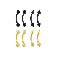 Multi-Pack Black and Goldtone Curved Barbells 8 Pack - 16 Gauge