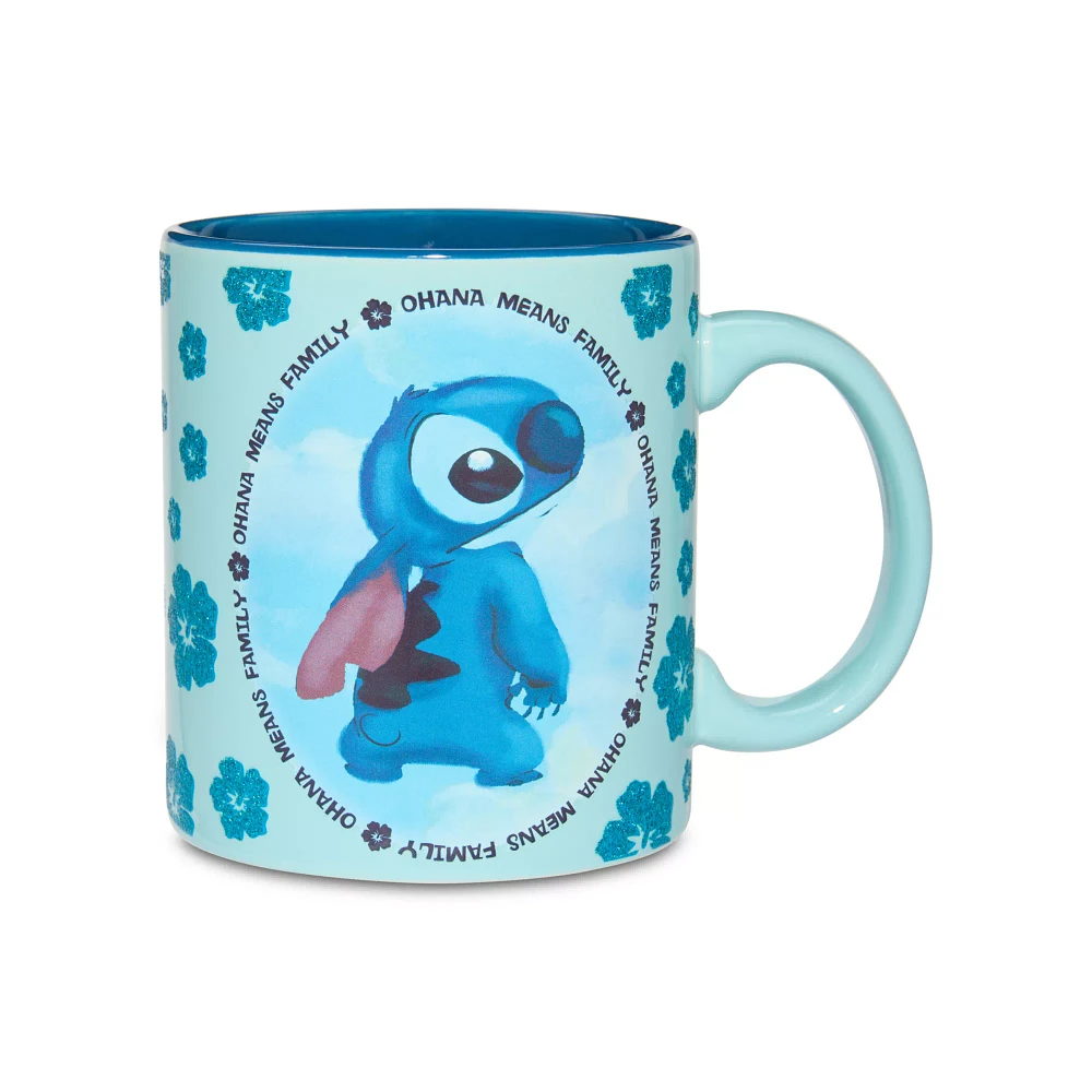 Lilo & Stitch Blue Floral Glitter Coffee Mug - 20 oz.