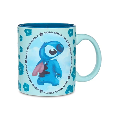 Lilo & Stitch Blue Floral Glitter Coffee Mug - 20 oz.