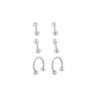 Multi-Pack CZ Titanium Labret and Horseshoe Rings 6 Pack - 16 Gauge