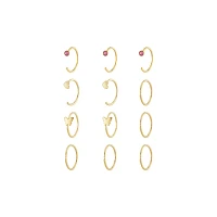 Multi-Pack Pink CZ Titanium Goldtoned Butterfly Nose Hoop Rings 12 Pack - 20 Gauge