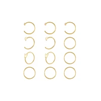 Multi-Pack Pink CZ Titanium Goldtoned Butterfly Nose Hoop Rings 12 Pack - 20 Gauge