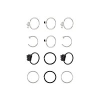 Multi-Pack CZ Butterfly and Mushroom Half Hoop Nose Rings 12 Pack - 20 Gauge