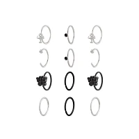 Multi-Pack CZ Butterfly and Mushroom Half Hoop Nose Rings 12 Pack - 20 Gauge