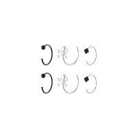Multi-Pack Black CZ Titanium Skull Half Hoop Nose Rings 6 Pack - 22 Gauge