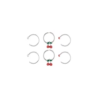 Multi-Pack CZ Titanium Cherry Nose Hoop Rings 6 Pack - 22 Gauge