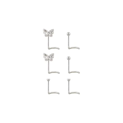 Multi-Pack CZ Titanium Butterfly Nose Screws 6 Pack - 20 Gauge
