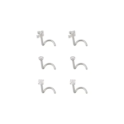 Multi-Pack CZ Titanium Cross Nose Screws 6 Pack - 20 Gauge
