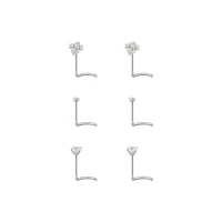 Multi-Pack CZ Titanium Cross Nose Screws 6 Pack - 20 Gauge