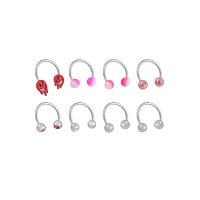 Multi-Pack CZ Smiley Face Drip Horseshoe Rings 8 Pack - 16 Gauge