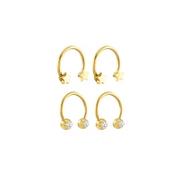 Multi-Pack Round CZ Goldtone Star Horseshoe Rings 4 Pack - 16 Gauge