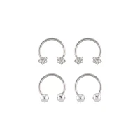 Multi-Pack CZ Silvertone Butterfly Titanium Horseshoe Rings 4 Pack - 16 Gauge