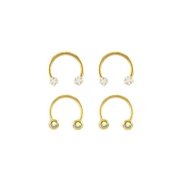 Multi-Pack Titanium CZ Star Horseshoe Rings 4 Pack - 16 Gauge