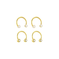 Multi-Pack Titanium CZ Star Horseshoe Rings 4 Pack - 16 Gauge