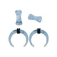 Multi-Pack Light Blue Marble Acrylic Pinchers and Plugs - 2 Pair