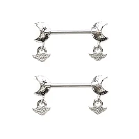 Pink Moon Dangle Nipple Barbells - 16 Gauge