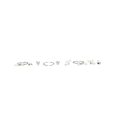 Multi-Pack Pearl Pin Nose Rings and Hoop Nose Rings 9 Pack - 20 Gauge