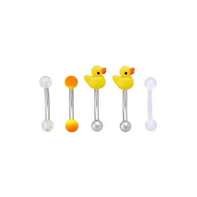 Multi-Pack Rubber Duck Curved Barbells 5 Pack - 16 Gauge