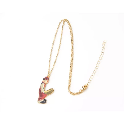 Man with Pickle Goldtone Necklace