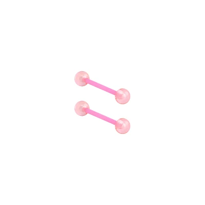 Glow in the Dark Pink Acrylic Bioflex Nipple Barbells