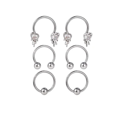 Multi-Pack Drippy Heart Horseshoe Rings 6 Pack - 16 Gauge