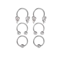 Multi-Pack Drippy Heart Horseshoe Rings 6 Pack - 16 Gauge