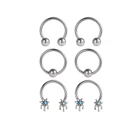 Multi-Pack Drippy Spider Web Horseshoe Rings 6 Pack - 16 Gauge