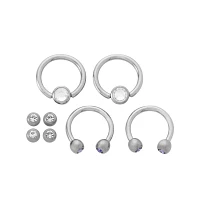 Multi-Pack CZ Purple Titanium Captives and Horseshoe Rings 4 Pack - 16 Gauge