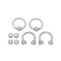 Multi-Pack CZ Titanium Captive Closure and Horseshoe Rings with Extra Balls 4 Pack - 14 Gauge