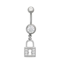 Titanium Lock Dangle Belly Ring - 14 Gauge