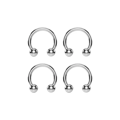 Multi-Pack Silvertone Titanium Horseshoe Rings - 2 Pair