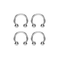 Multi-Pack Silvertone Titanium Horseshoe Rings - 2 Pair