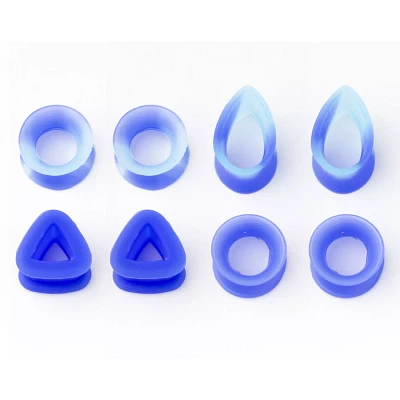 Multi-Pack Marbled Blue Silicone Tunnels - 4 Pair