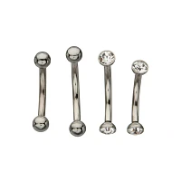 Multi-Pack Silver Plated CZ Curved Barbells 4 Pack - 16 Gauge