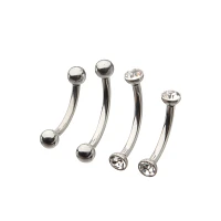 Multi-Pack Silver Plated CZ Curved Barbells 4 Pack - 16 Gauge