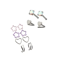 Multi-Pack CZ Star and Heart Shaped Nose Hoops and L-Bend Nose Rings 12 Pack - 20 Gauge