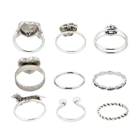 Multi-Pack Floral Heart Rings - 9 Pack