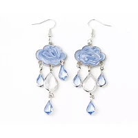 Blue Rain Cloud Gem Dangle Earrings