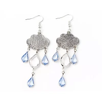 Blue Rain Cloud Gem Dangle Earrings