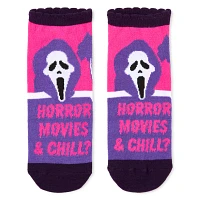 Pink Ghost Face No Show Socks - 5 Pair