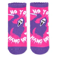 Pink Ghost Face No Show Socks - 5 Pair