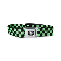 Buckle-Down Neon Green and Black Checkered Seatbelt Belt