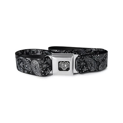 Buckle-Down Black and White Paisley Seatbelt Belt