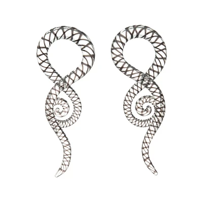 Black Striped Glass Spiral Tapers