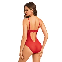 Red Matte Rhinestone Bodysuit