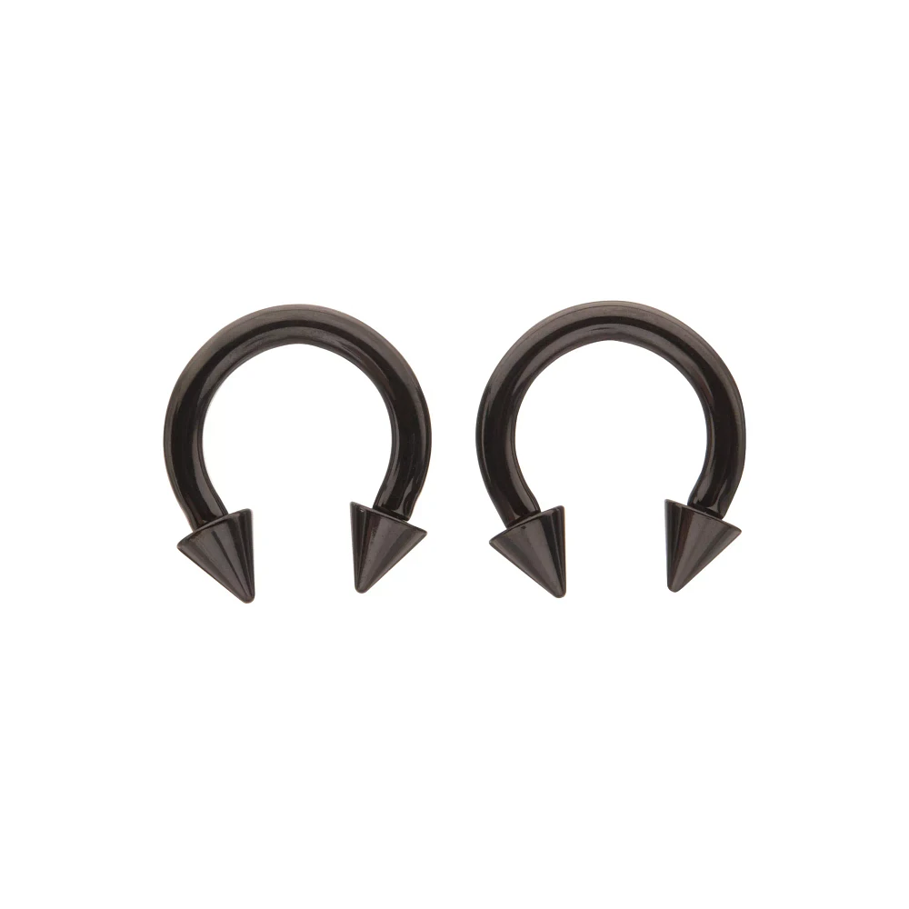 Multi-Pack Black Spike Horseshoe Rings