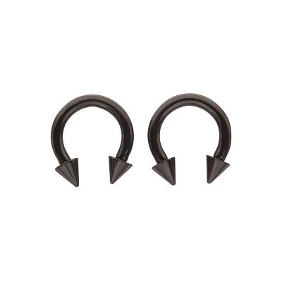 Multi-Pack Black Spike Horseshoe Rings