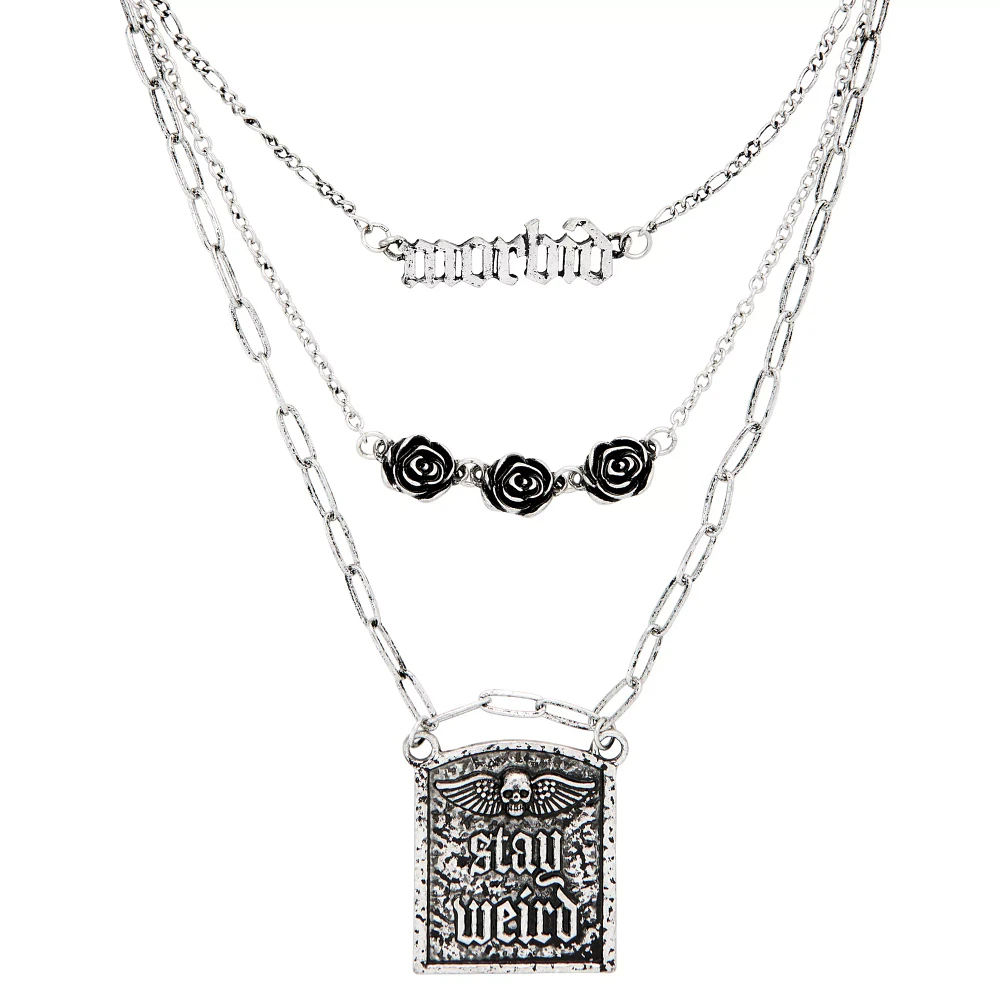 Stay Weird 3 Row Chain Necklace - Morbid